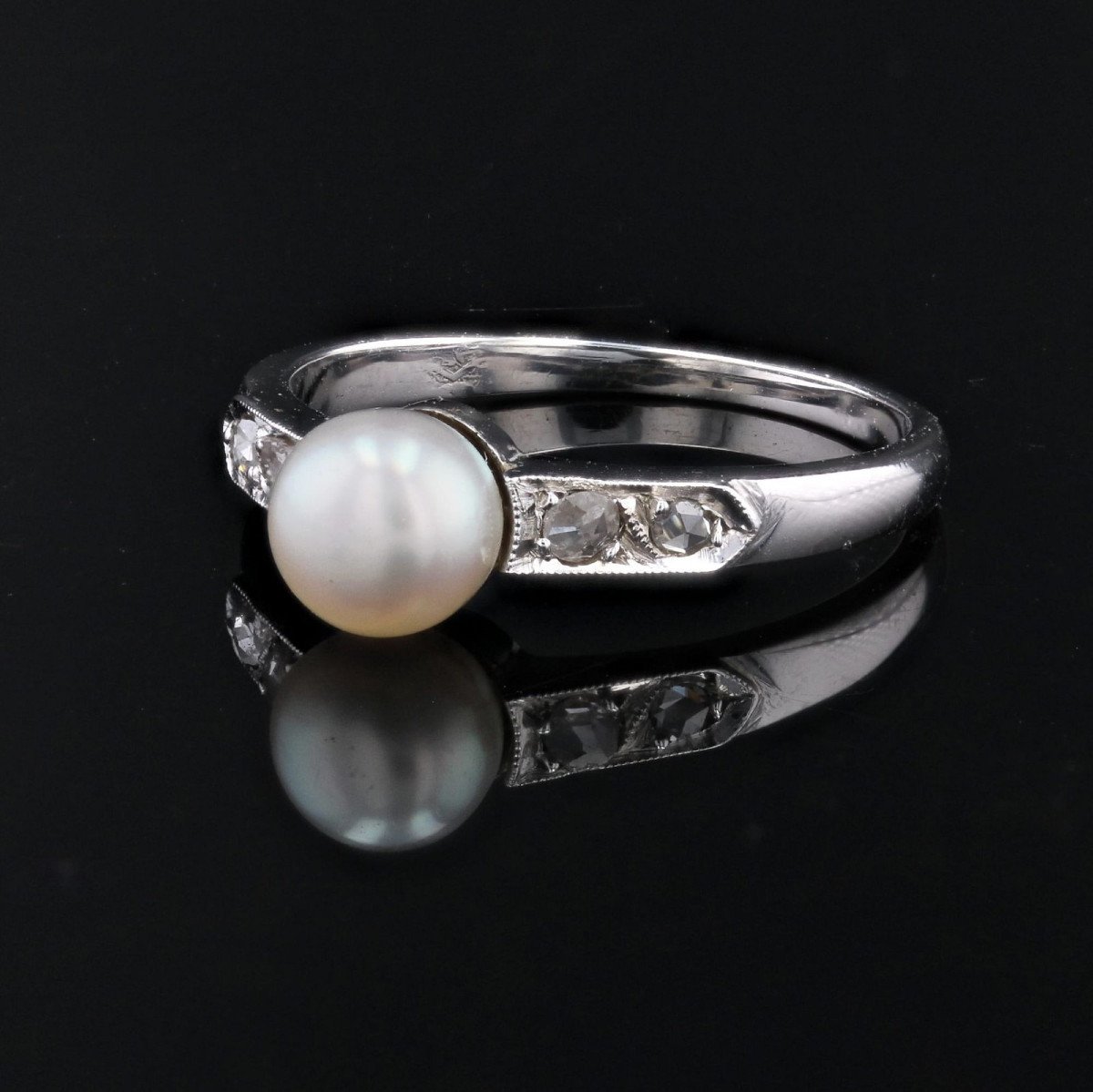 Bague Ancienne Perle Diamants-photo-2