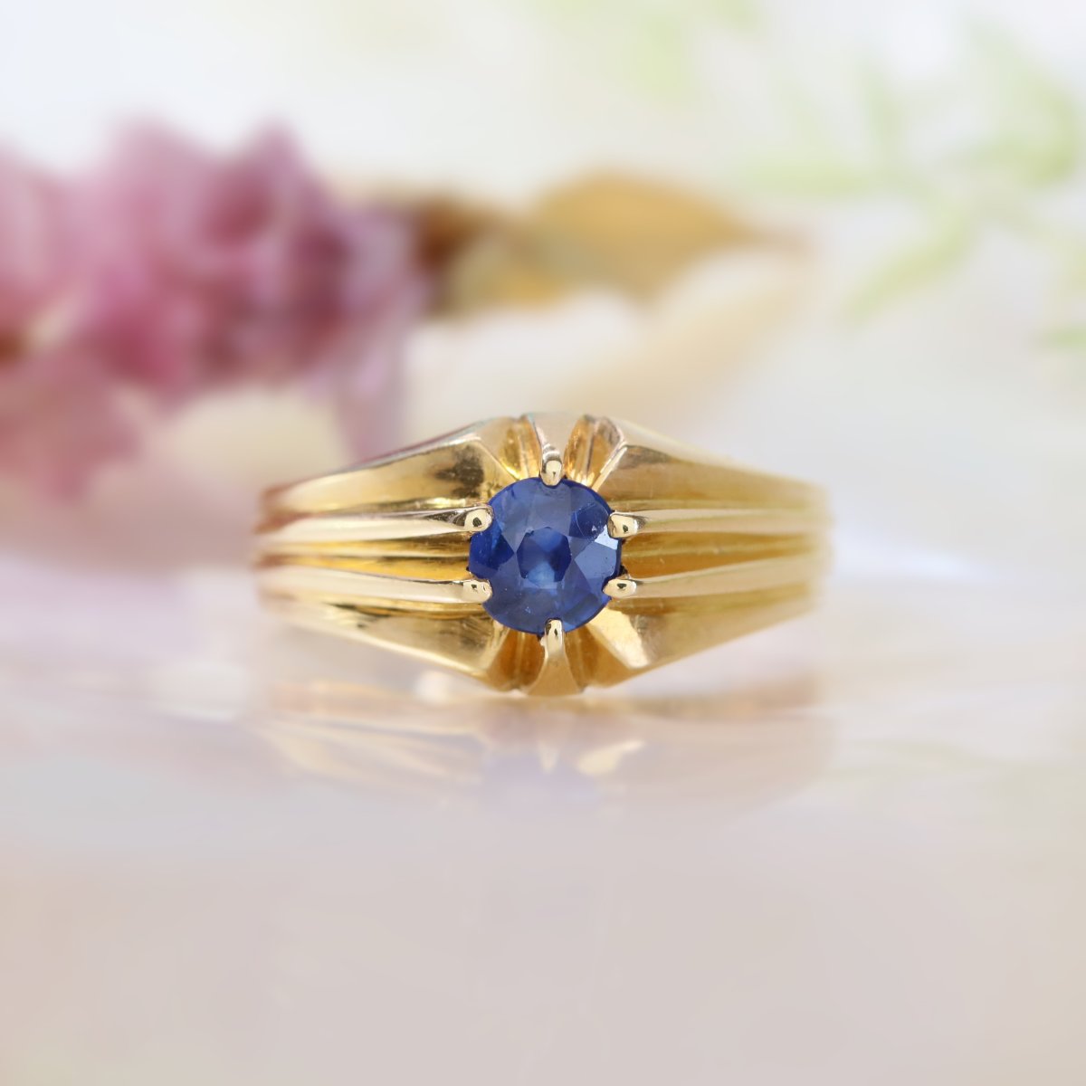 Bague Jonc Ancien Saphir-photo-3