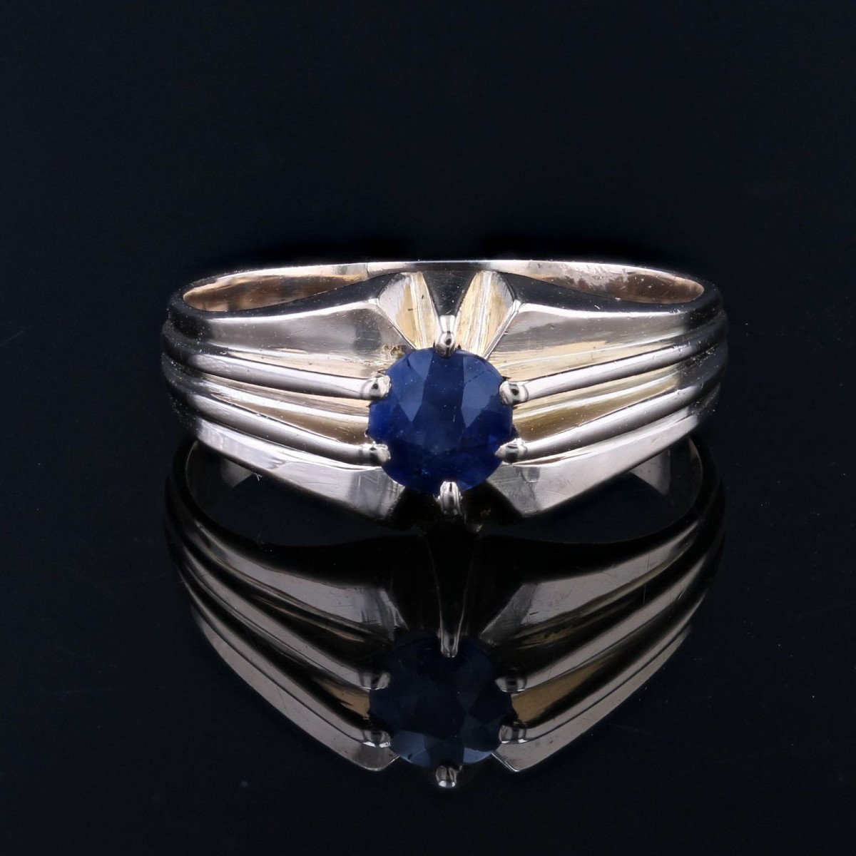 Bague Jonc Ancien Saphir-photo-4
