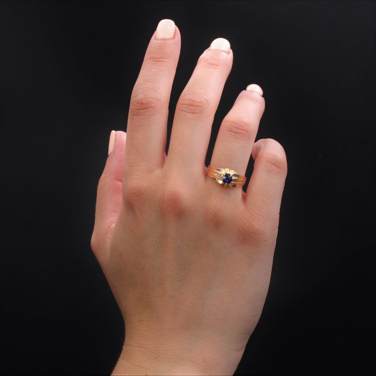 Bague Jonc Ancien Saphir-photo-2