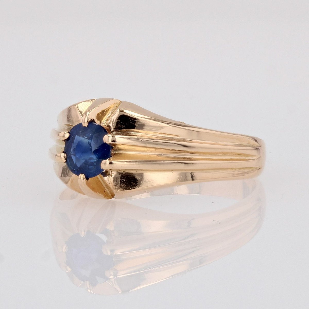 Bague Jonc Ancien Saphir-photo-4