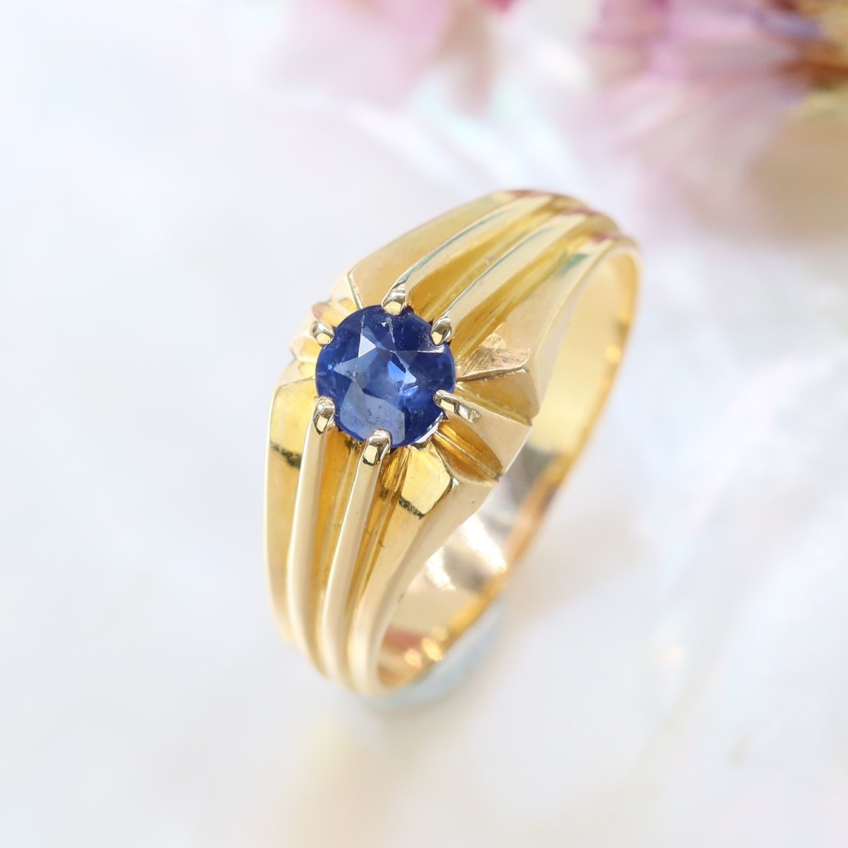 Bague Jonc Ancien Saphir-photo-5