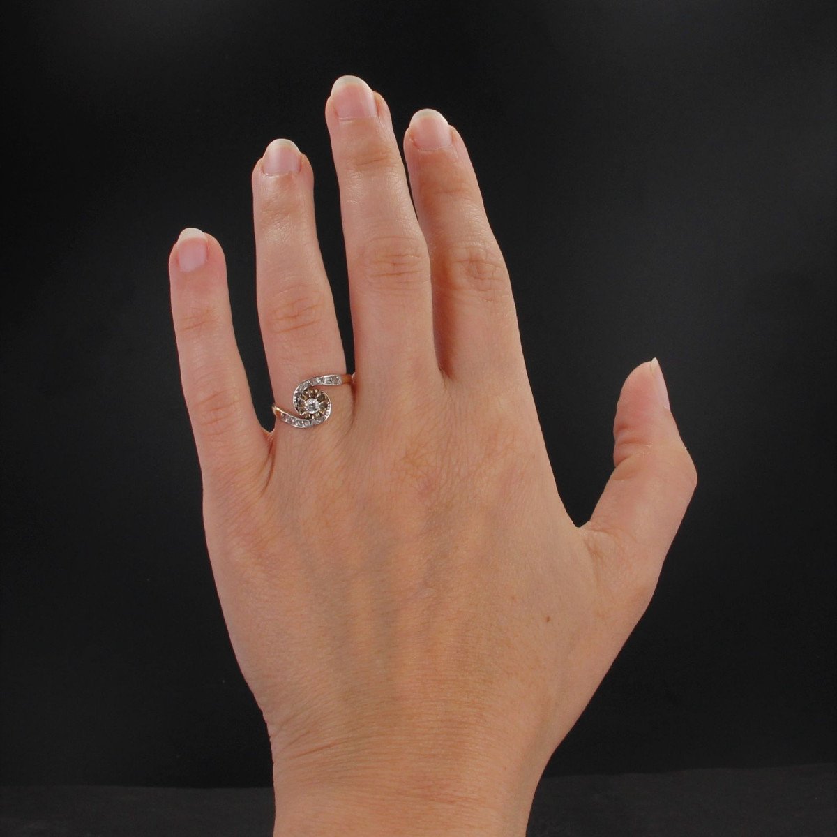 Bague Ancienne Tourbillon Diamants-photo-2