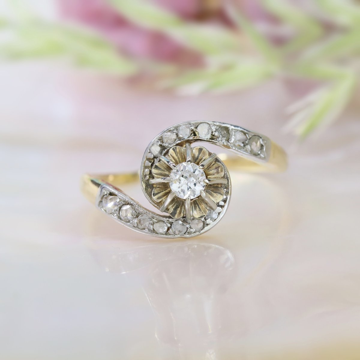 Bague Ancienne Tourbillon Diamants-photo-2