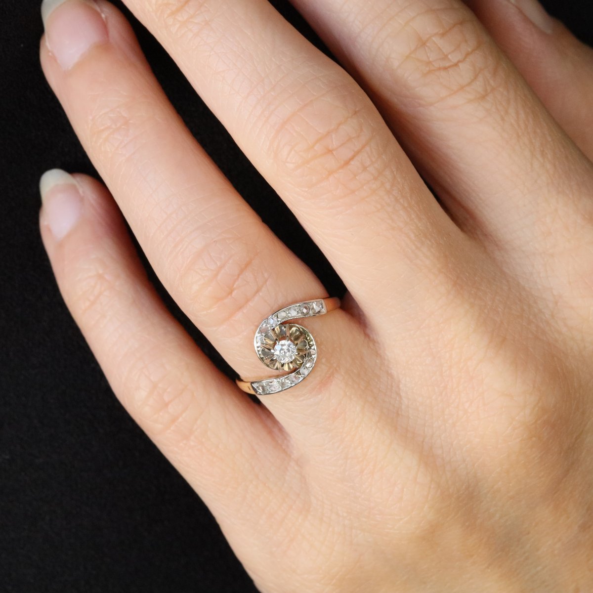 Bague Ancienne Tourbillon Diamants-photo-3