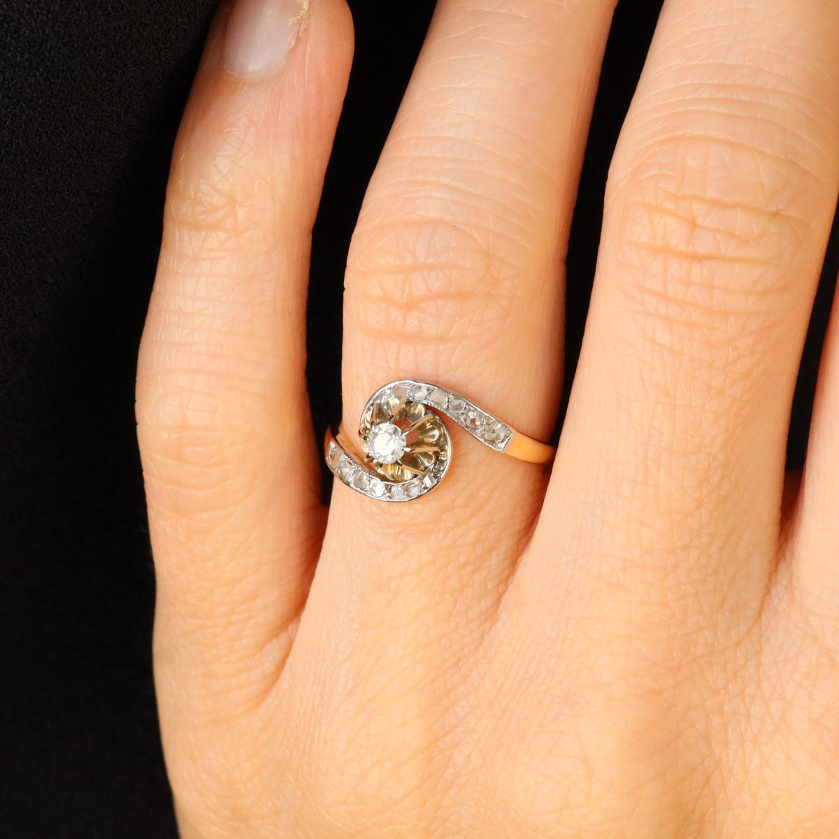 Bague Ancienne Tourbillon Diamants-photo-3