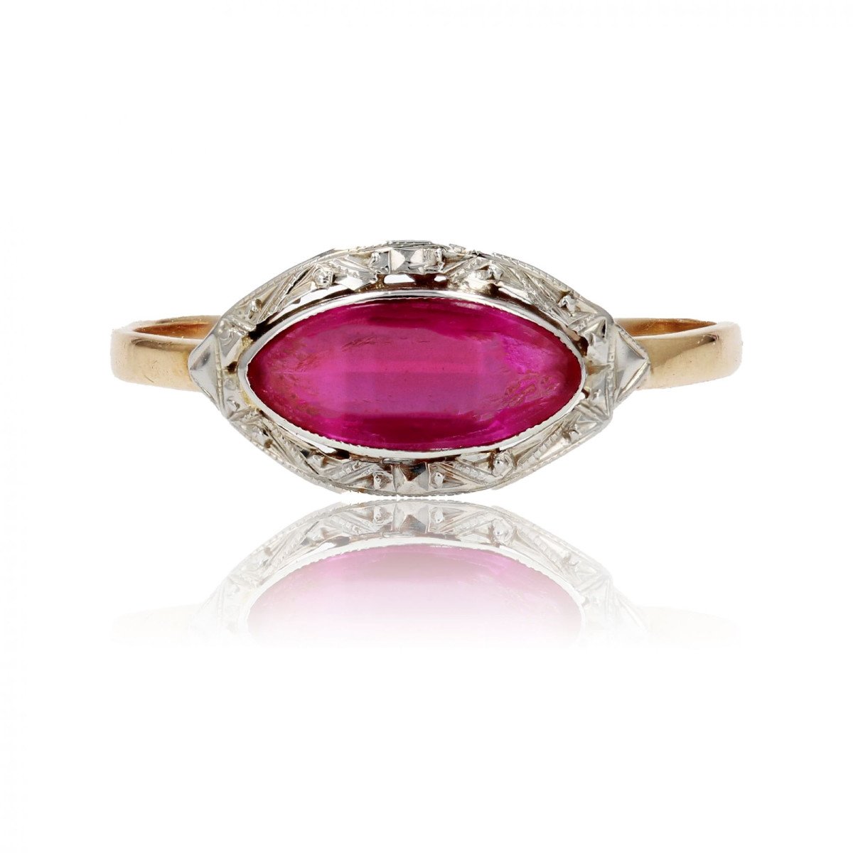 Antique Gold And Synthetic Ruby Ring