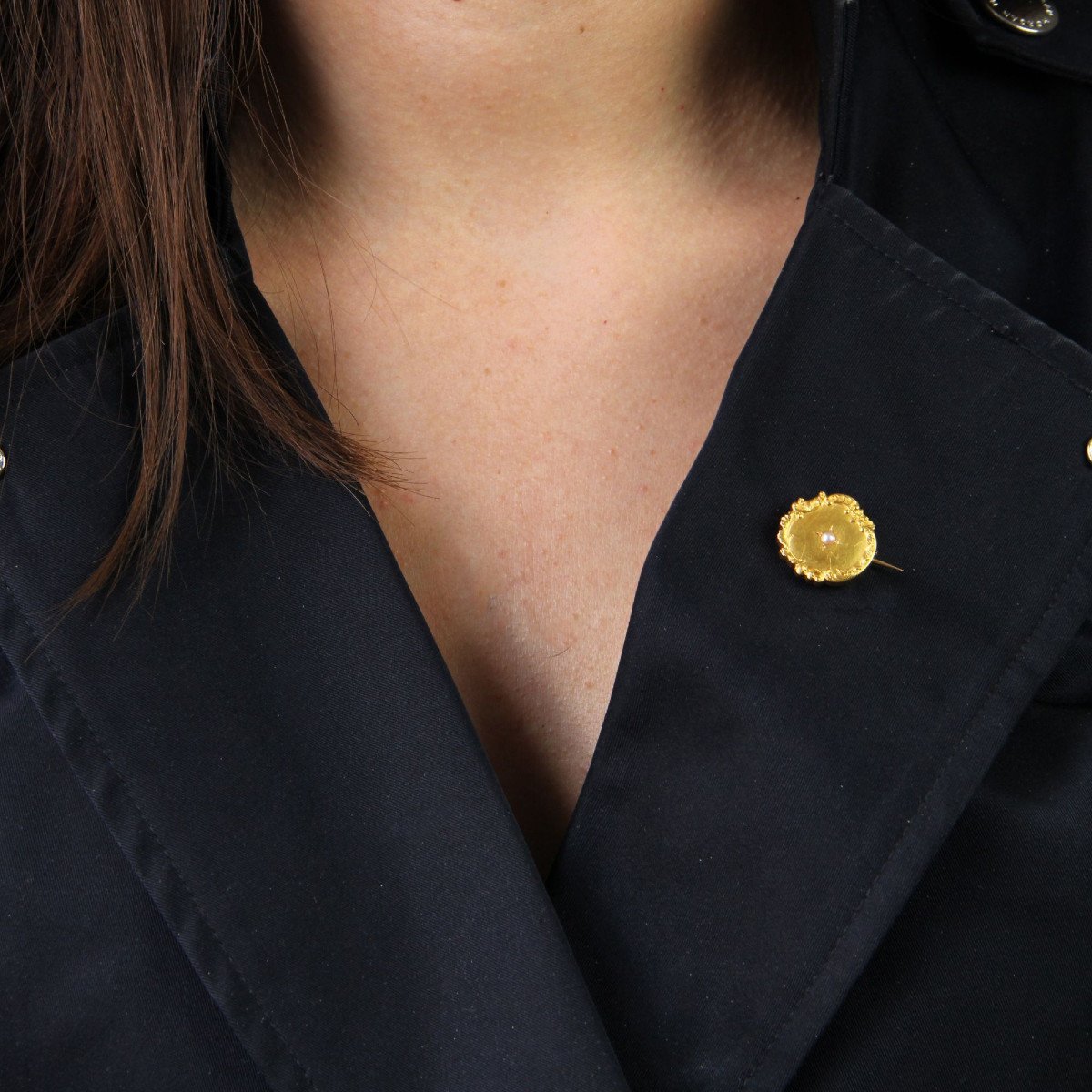 Broche Ronde Or Jaune Perle-photo-2