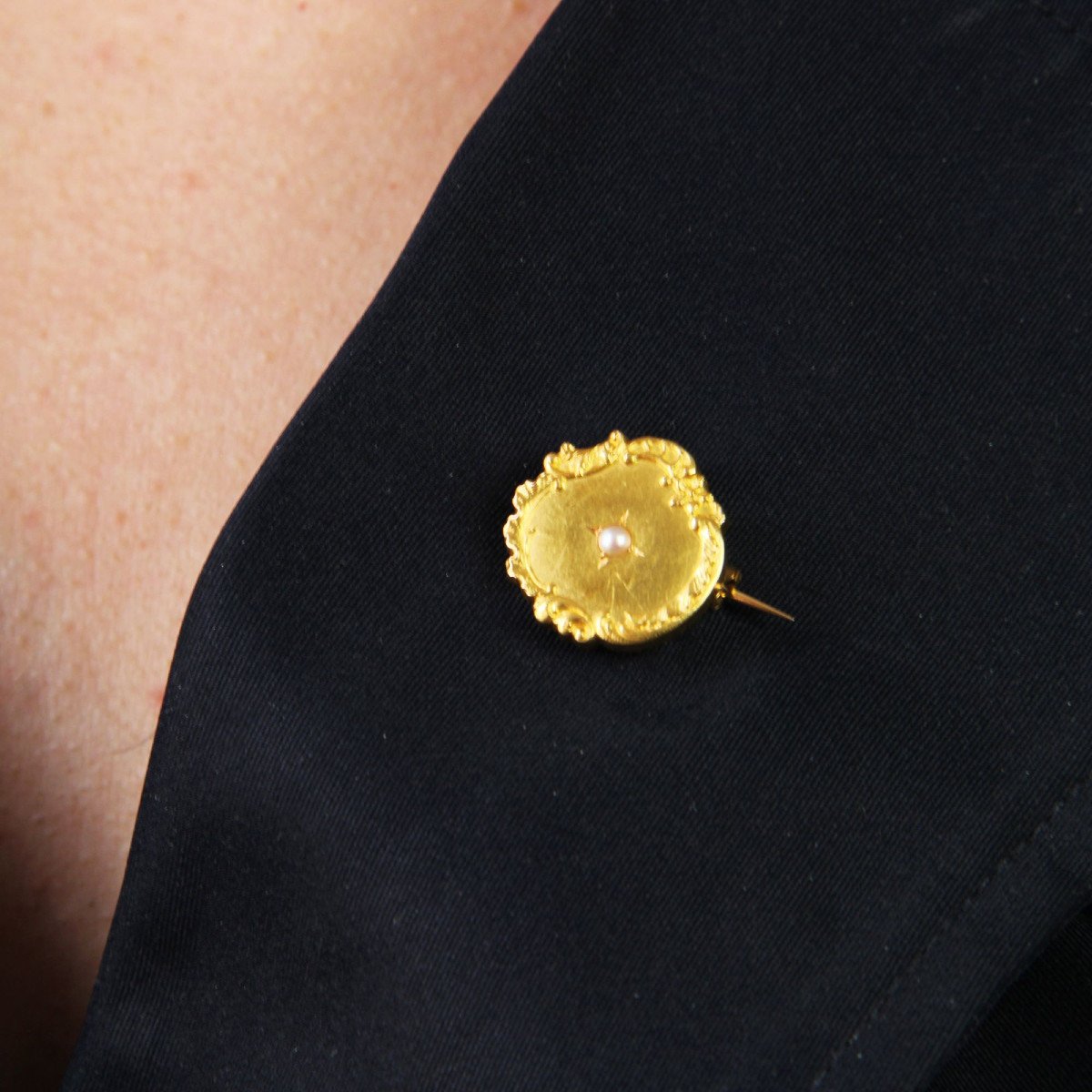 Broche Ronde Or Jaune Perle-photo-2