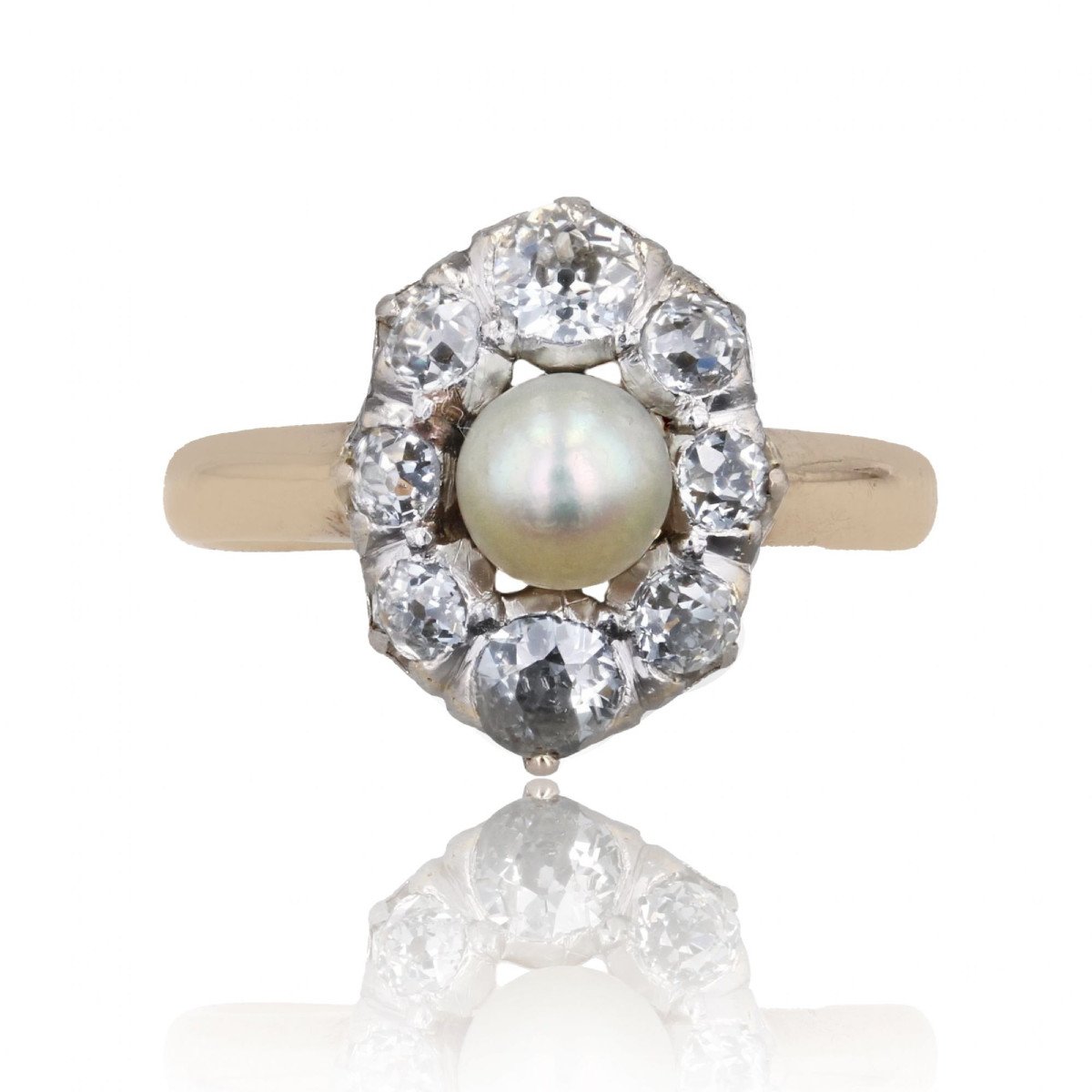 Antique Fine Pearl Diamond Marquise Ring