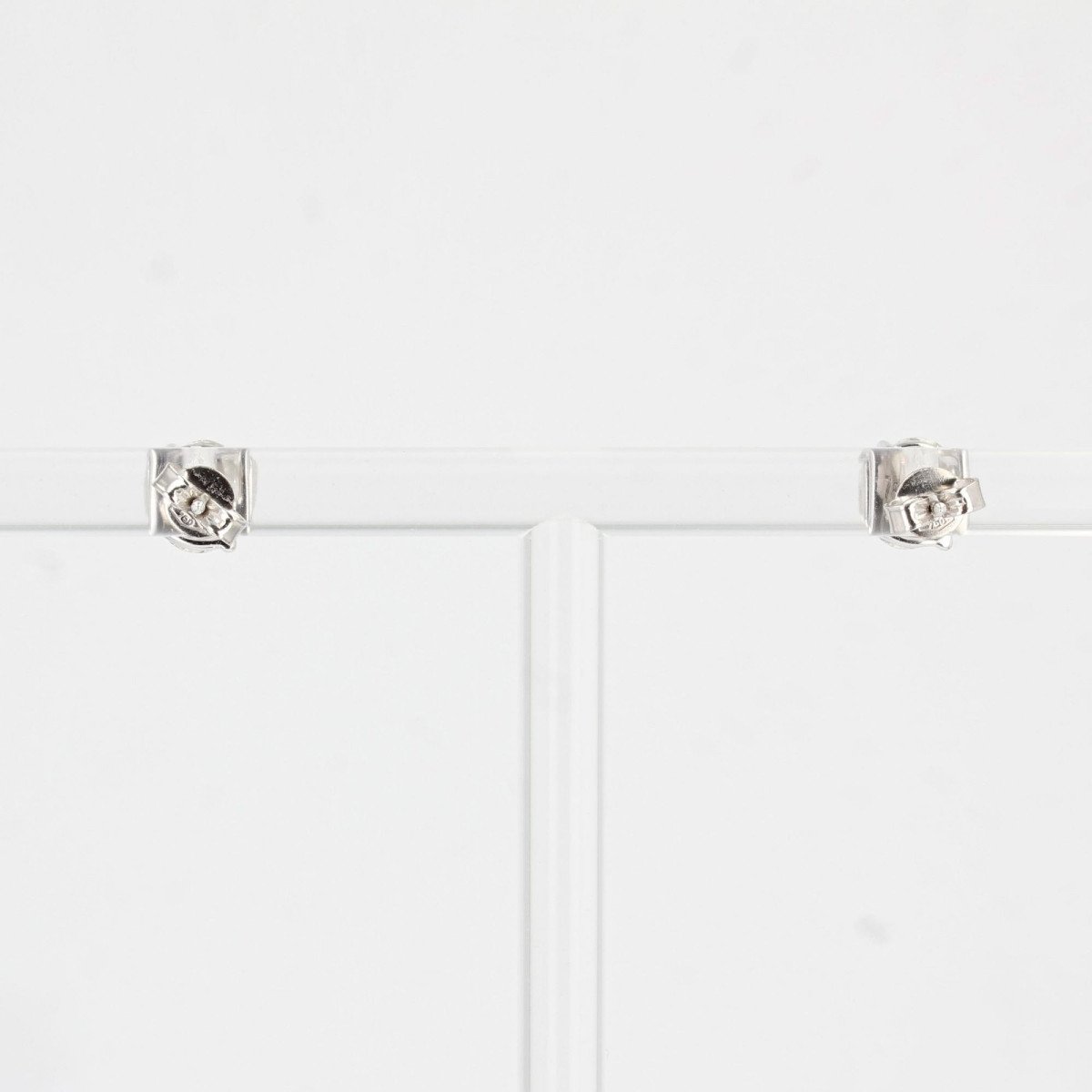 Boucles d'Oreilles Puces Diamants 0.54 Carat Et Or Blanc-photo-2