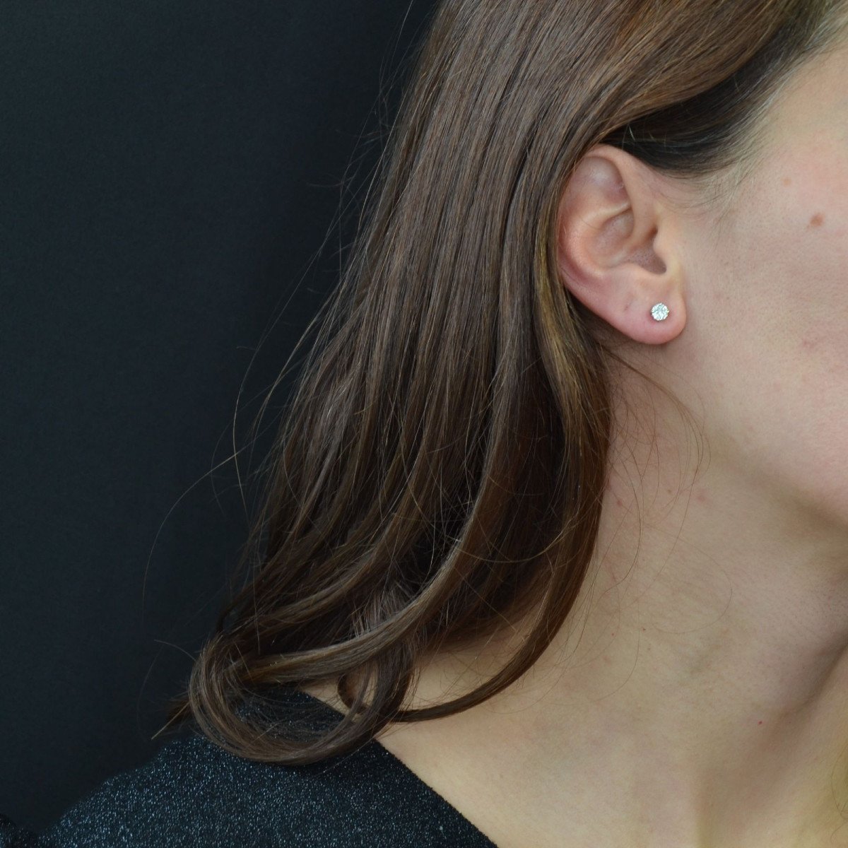 Puces d'Oreilles Diamants 0.20 Carat Or Blanc-photo-2