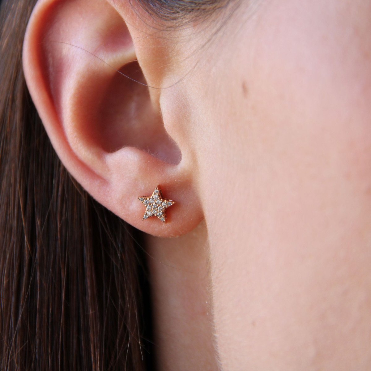 Rose Gold Diamond Star Earrings-photo-2