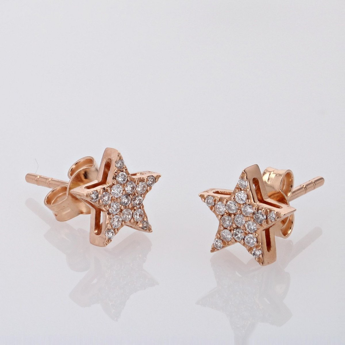 Rose Gold Diamond Star Earrings-photo-3