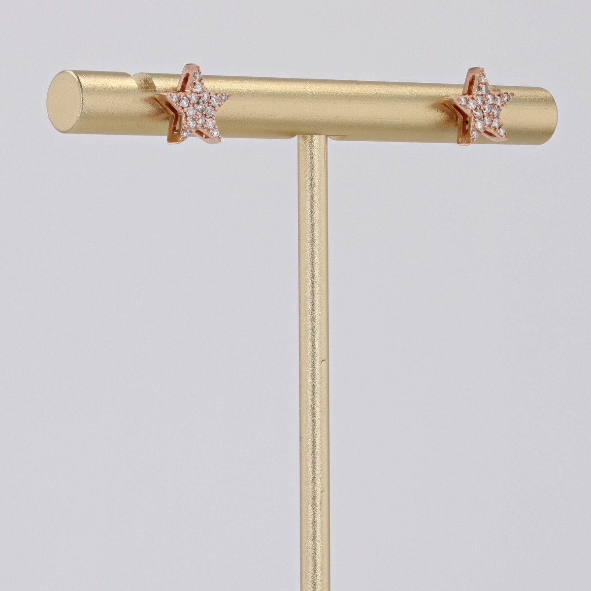 Rose Gold Diamond Star Earrings-photo-1