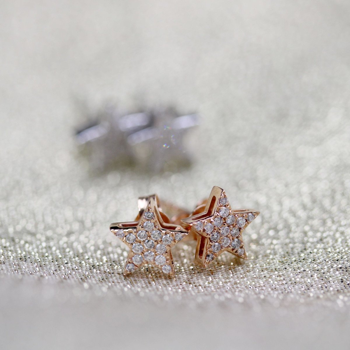 Rose Gold Diamond Star Earrings-photo-3