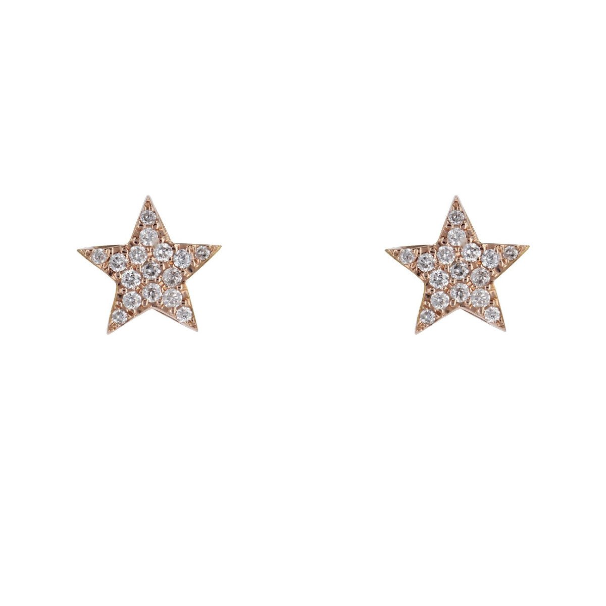 Boucles d'Oreilles étoiles Diamants Or Rose