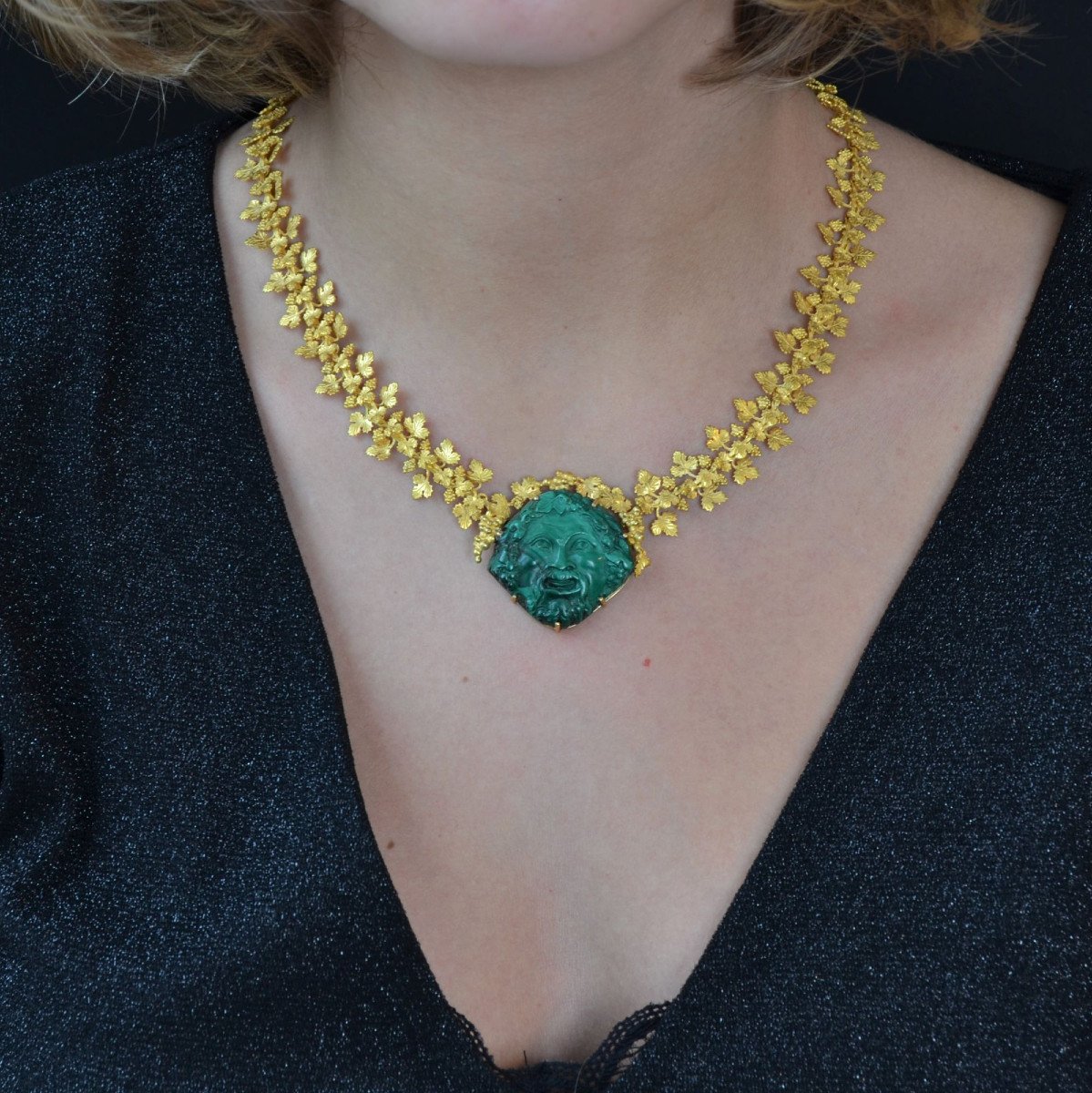 Malachite & Gold Necklace-photo-4