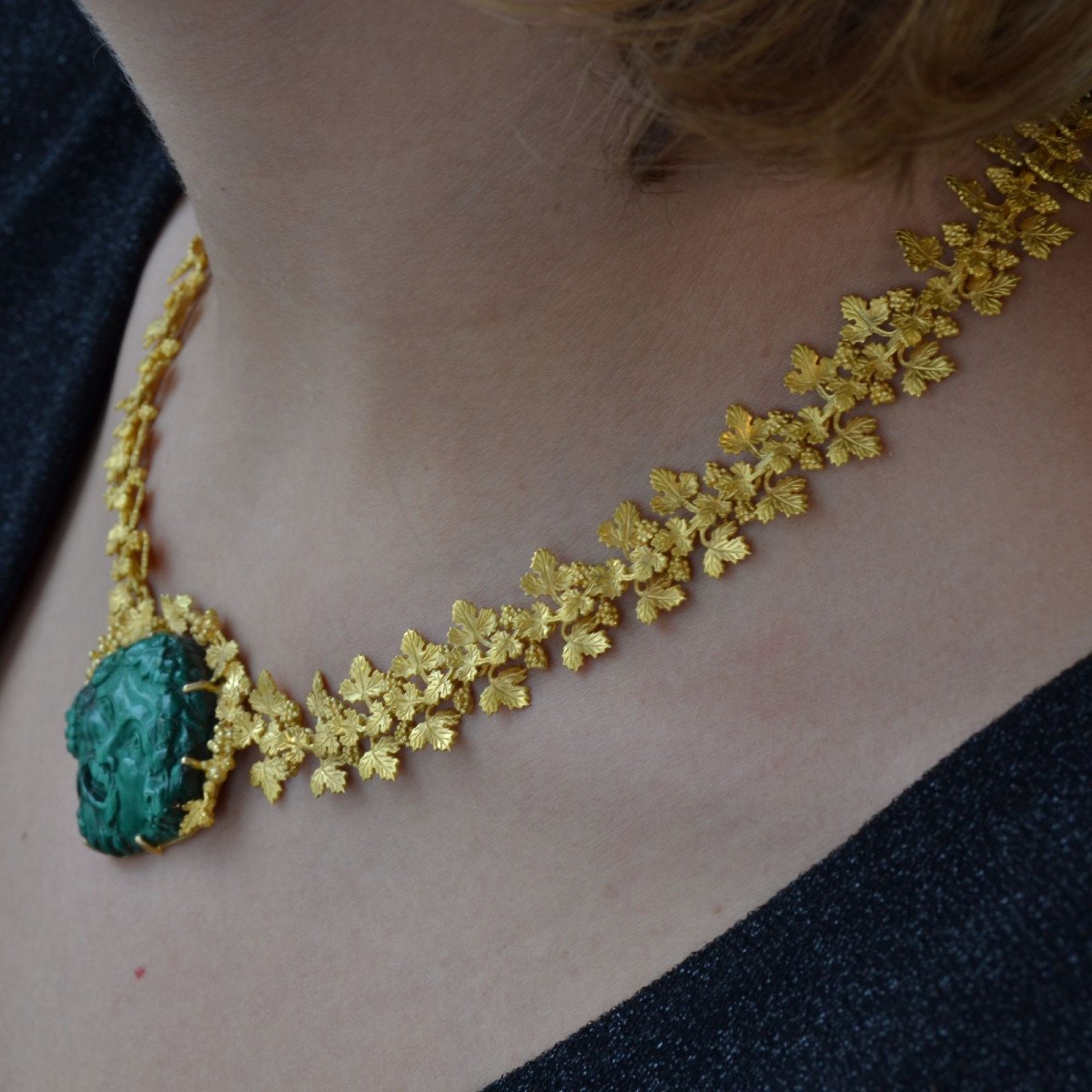 Malachite & Gold Necklace-photo-5