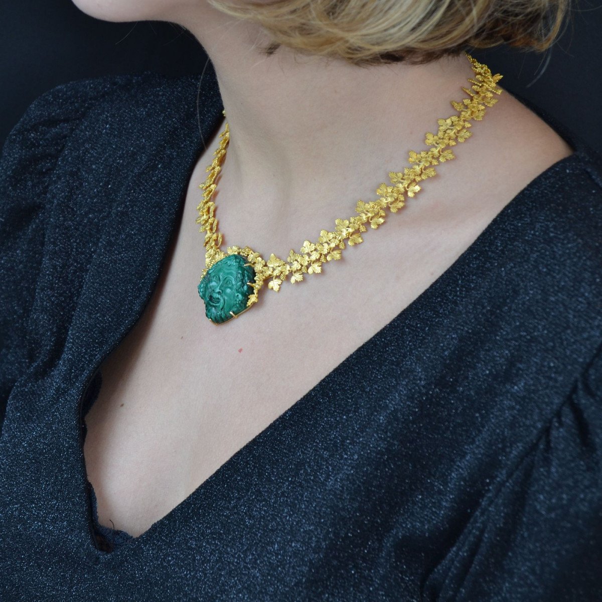 Malachite & Gold Necklace-photo-6