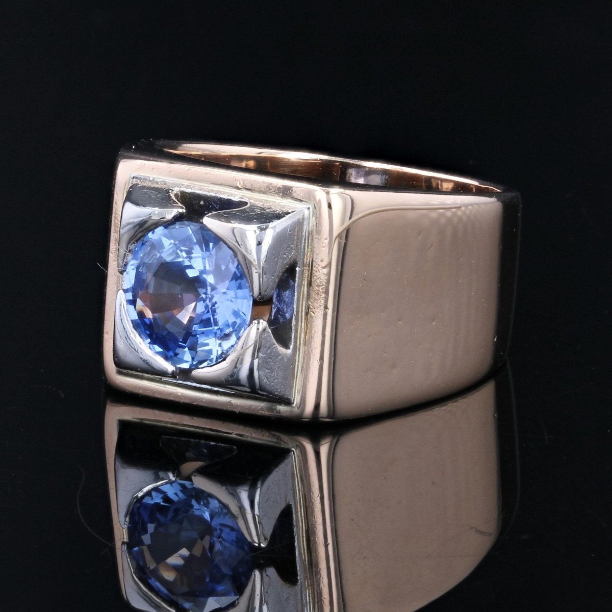 Bague Chevalière Saphir En Or-photo-3