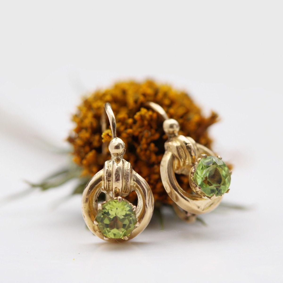 Yellow Gold And Peridots Sleepers-photo-3