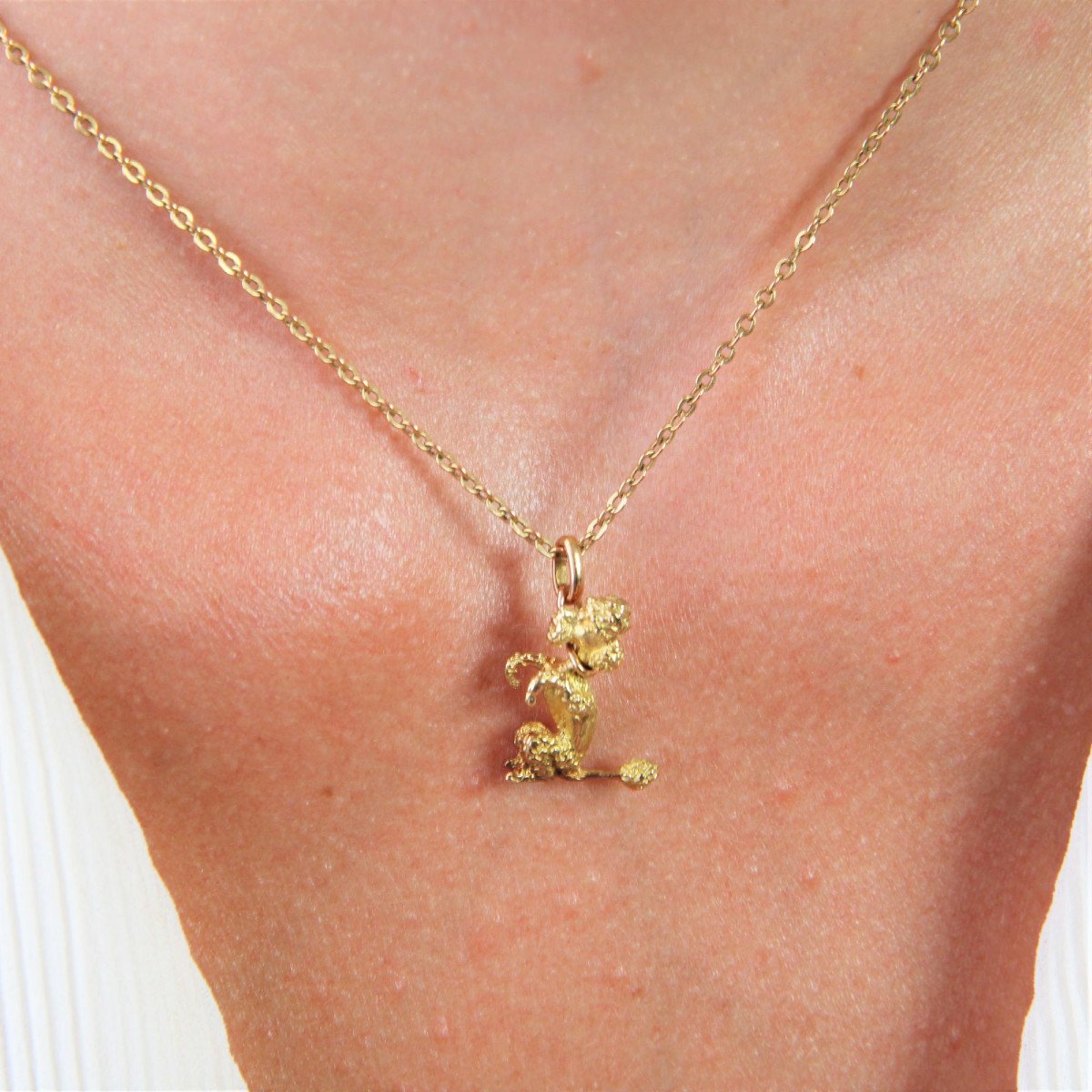 Yellow Gold Sitting Poodle Charm-photo-2