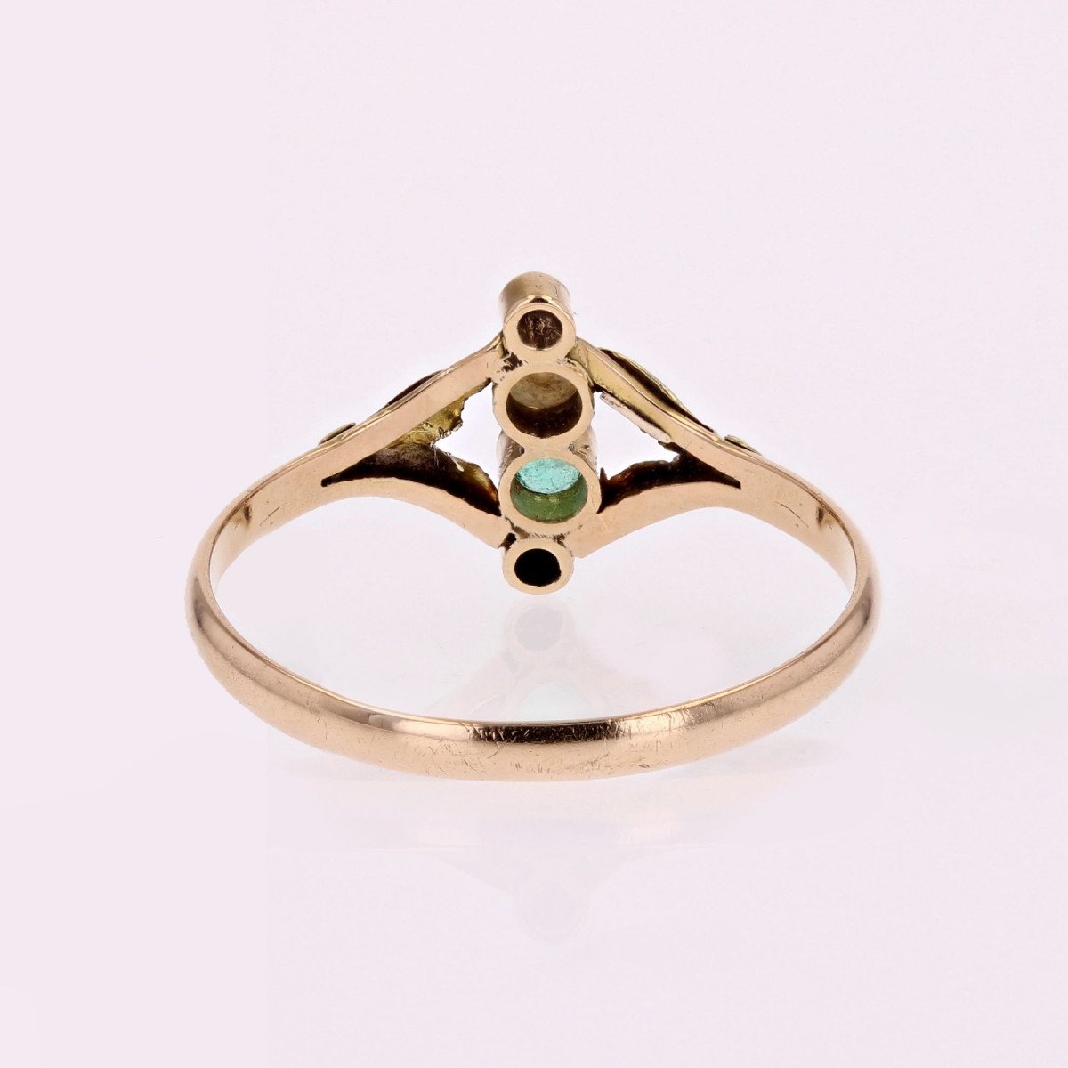 Ancient Emerald Fine Pearl Ring 2 Golds-photo-2