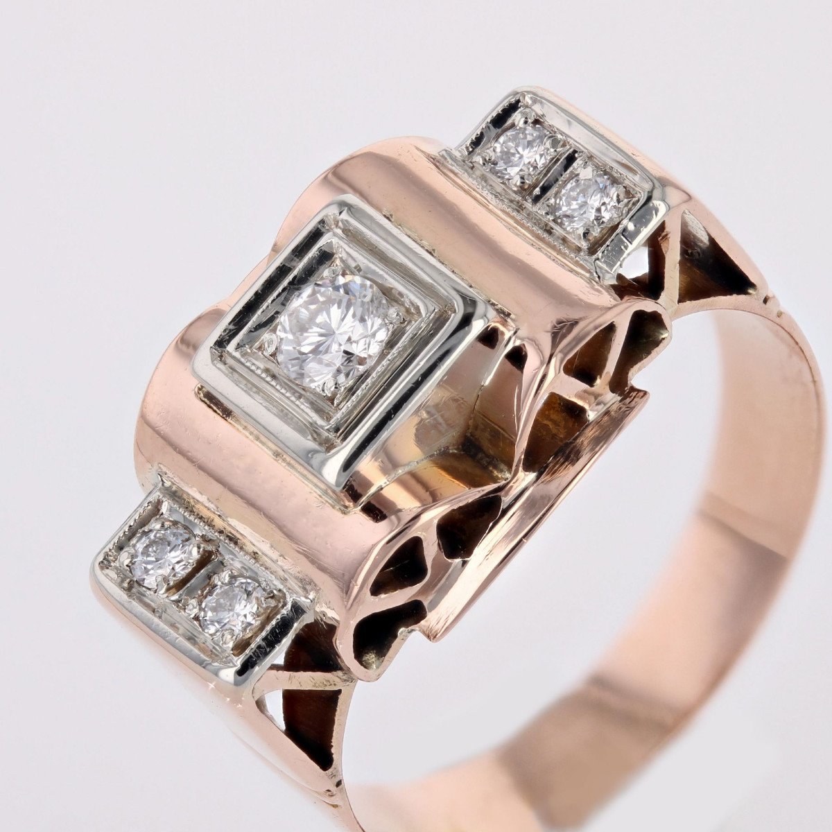 Bague Or Rose Diamants Tank-photo-6