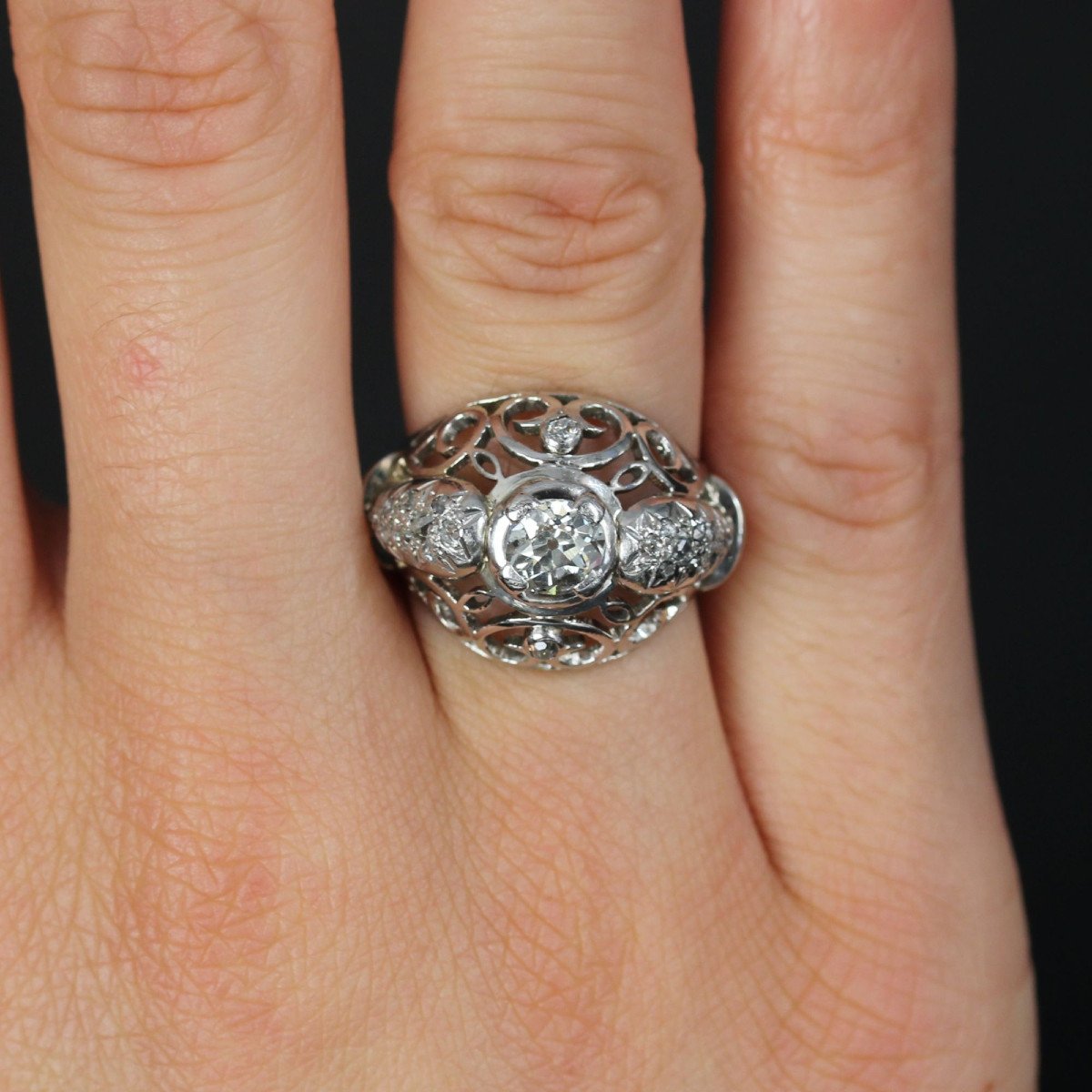 Vintage Diamond Dome Ring-photo-4