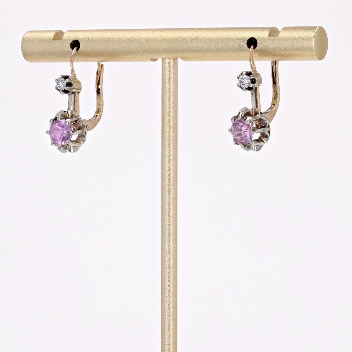Pink Sapphire Diamond Stud Earrings-photo-1