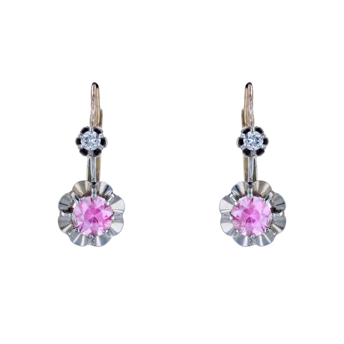 Pink Sapphire Diamond Stud Earrings