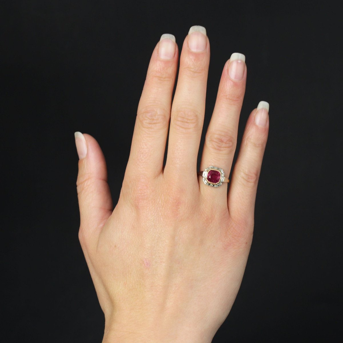 Old Art Deco Ruby Ring-photo-2