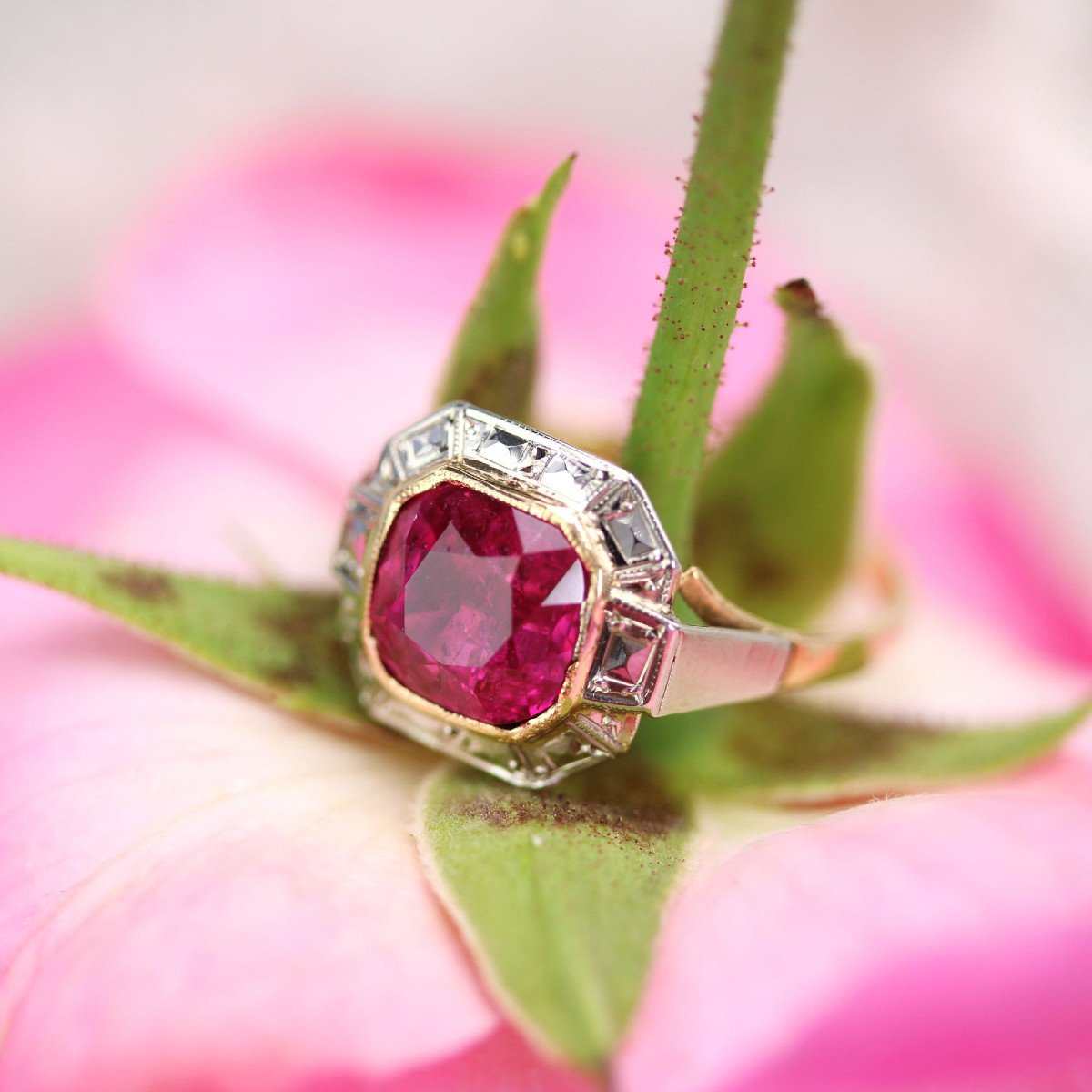Old Art Deco Ruby Ring-photo-6