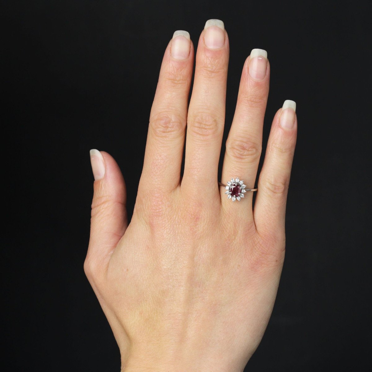 Bague Marguerite Rubis Saphirs Blancs-photo-2