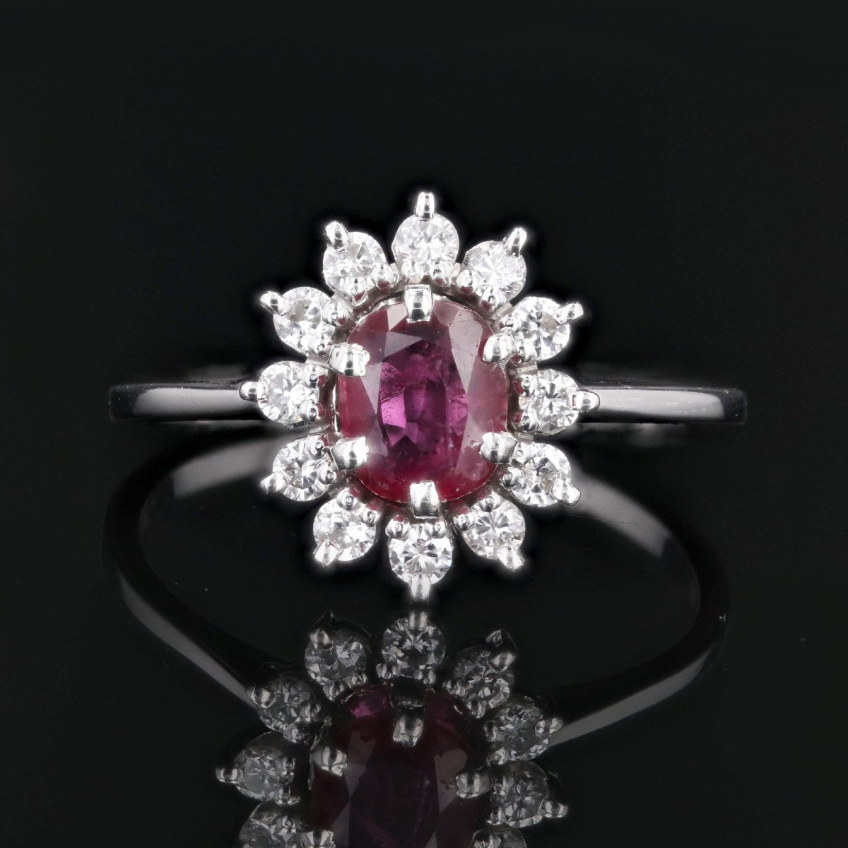 Bague Marguerite Rubis Saphirs Blancs-photo-1