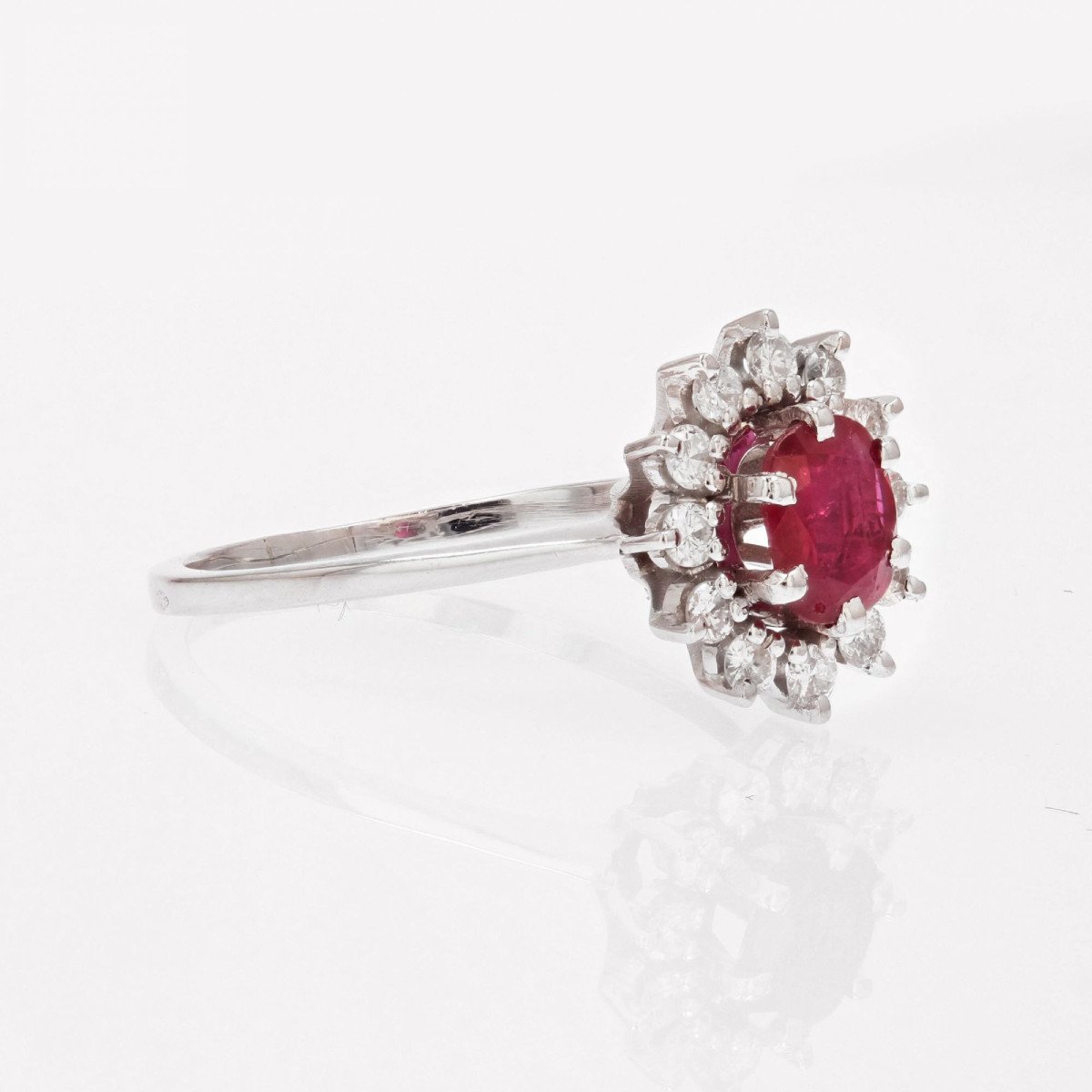 Bague Marguerite Rubis Saphirs Blancs-photo-6