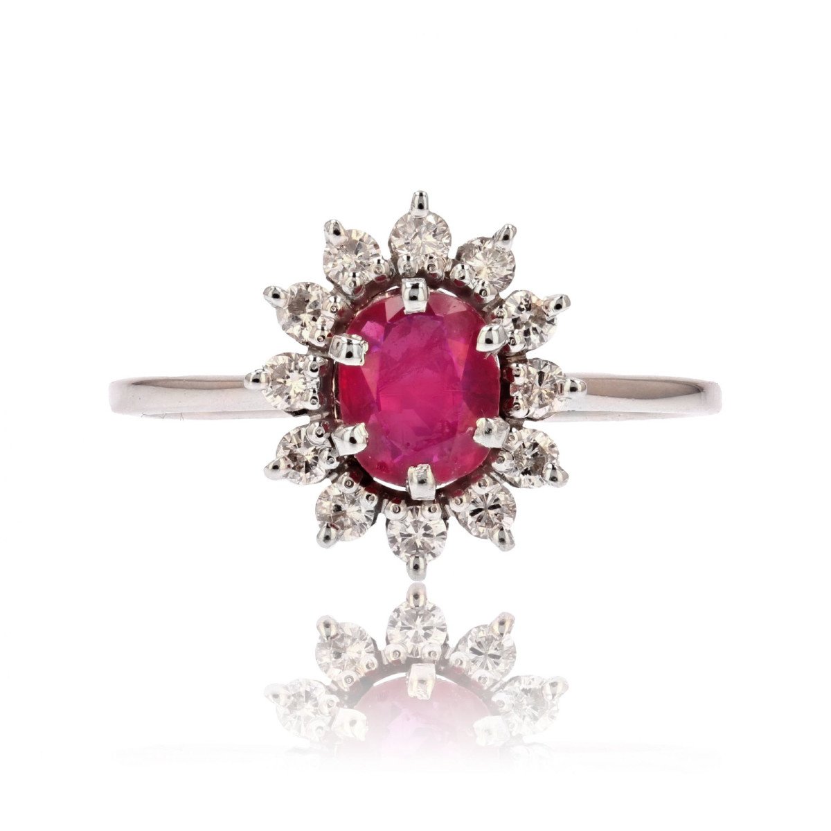 Bague Marguerite Rubis Saphirs Blancs