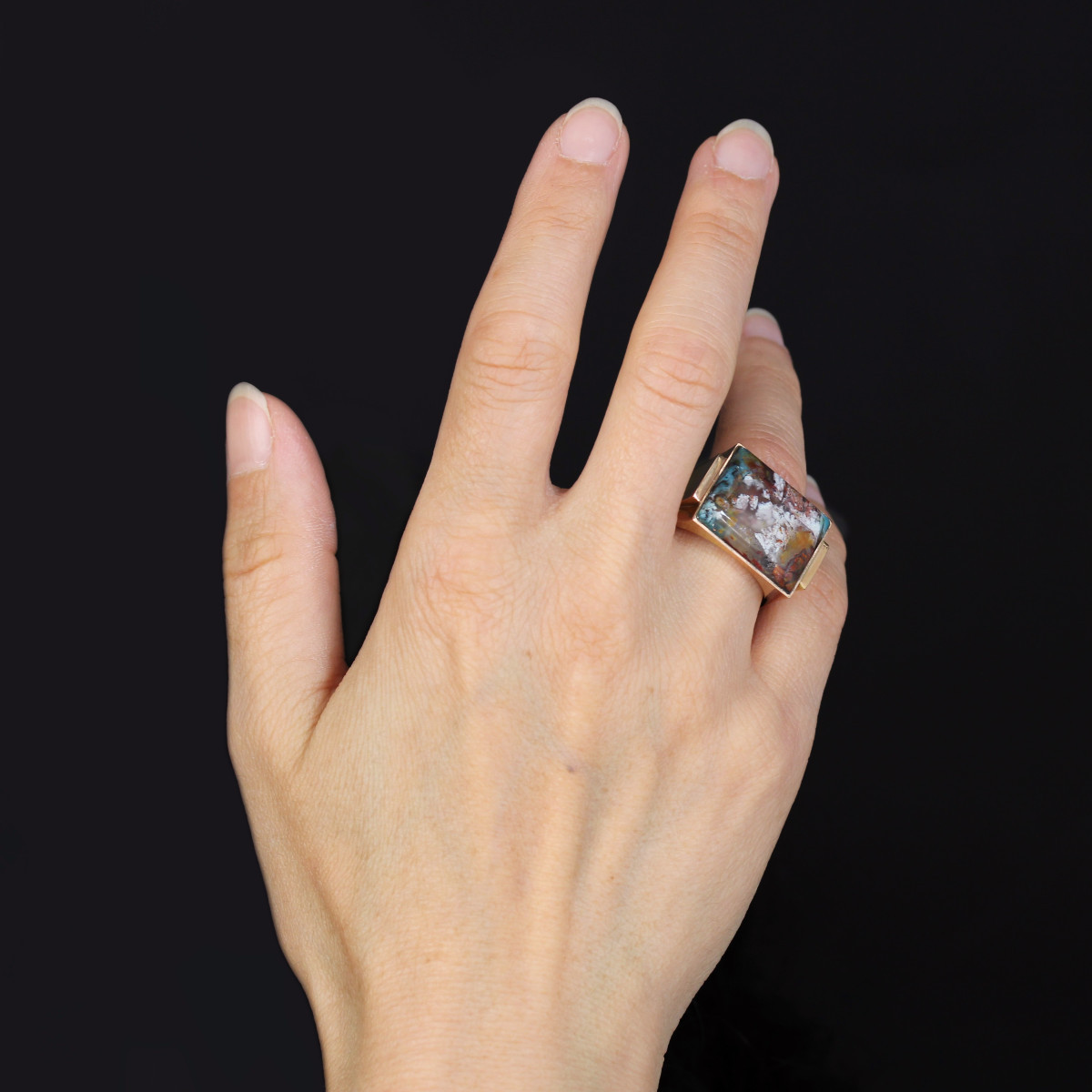 Ancient Agate Confetti Signet Ring-photo-4
