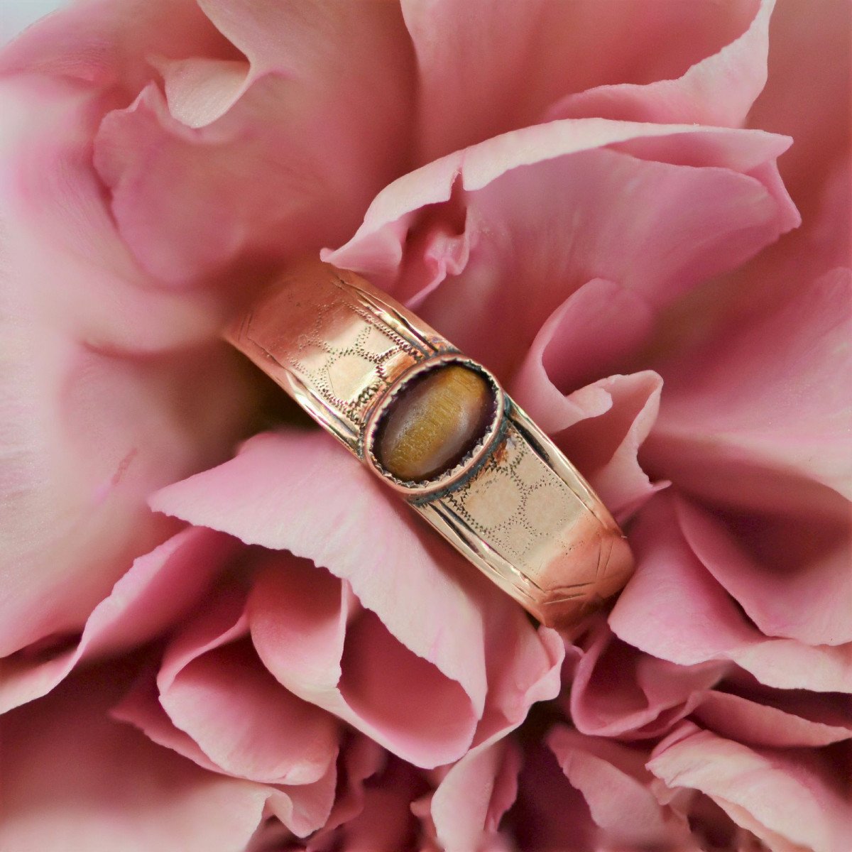 Bague Ancienne Or Rose œil Du Tigre-photo-3