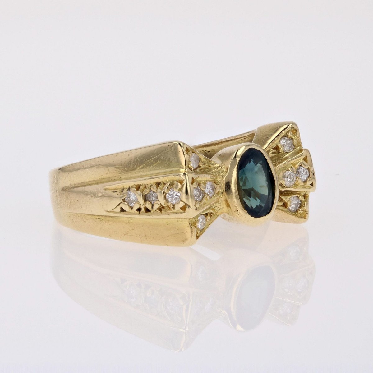 Pre-owned Sapphire Diamond Knot Ring-photo-4