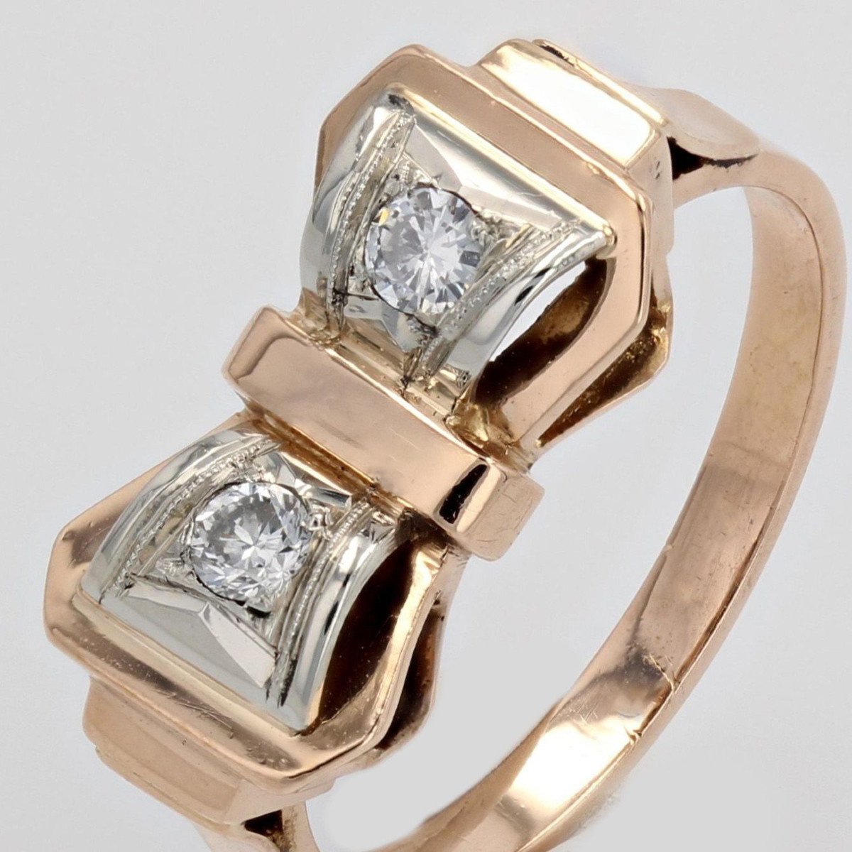 Bague Ancienne Nœud Diamants-photo-6