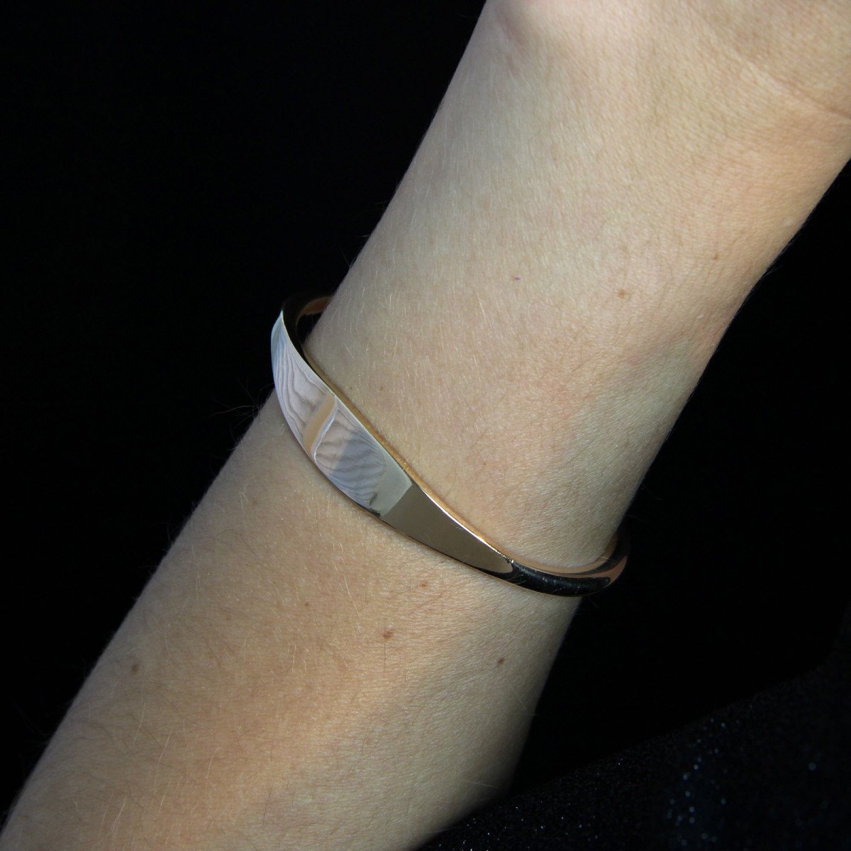 Solid Open Yellow Gold Bangle Bracelet-photo-2