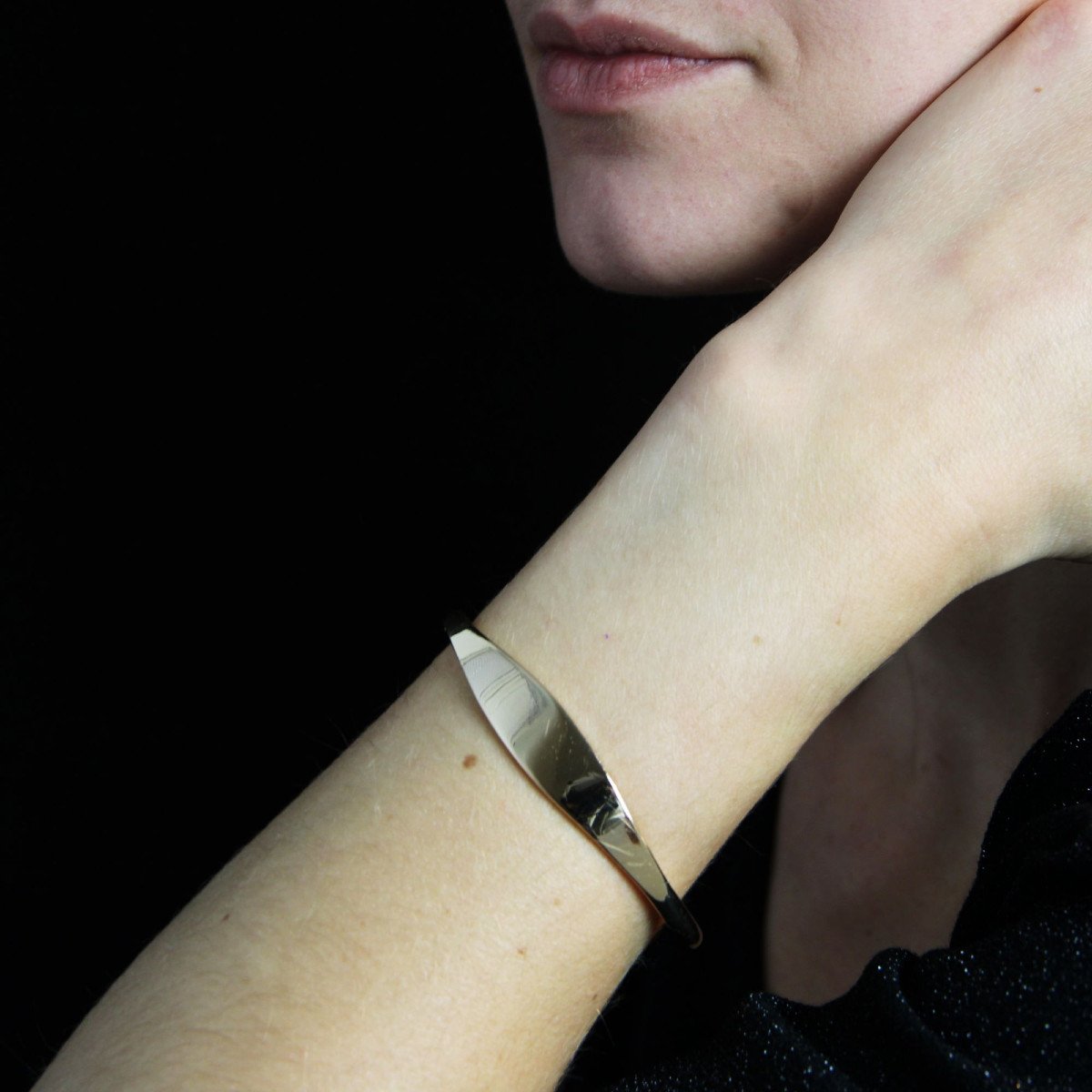 Solid Open Yellow Gold Bangle Bracelet-photo-2