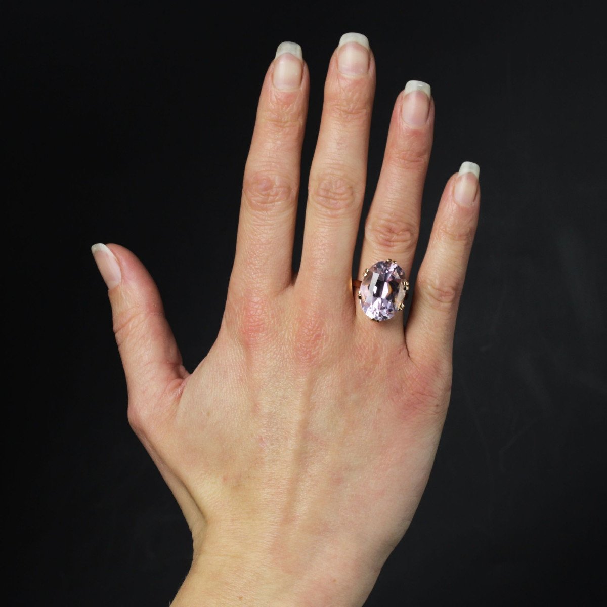 Vintage Kunzite Ring In Gold-photo-2