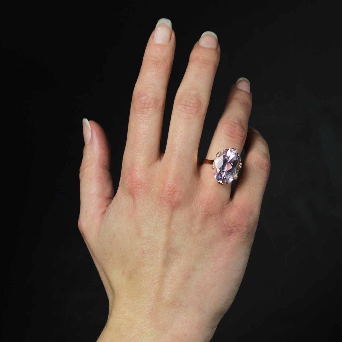 Vintage Kunzite Ring In Gold-photo-4