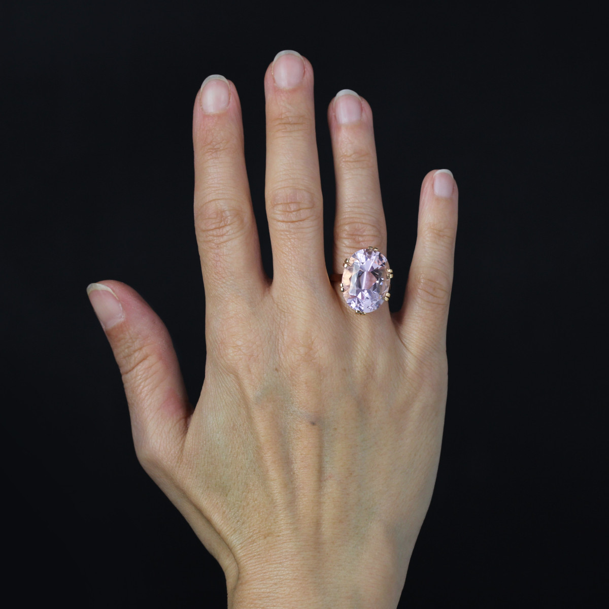 Vintage Kunzite Ring In Gold-photo-2