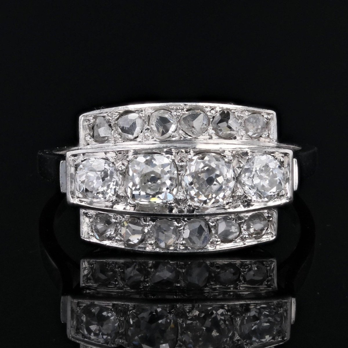 Bague Art Déco Platine Et Diamants-photo-3