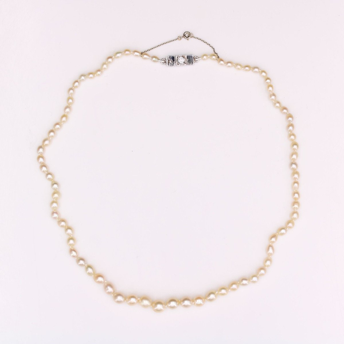Fine Baroque Pearl Necklace And Its Diamond Clasp-photo-3