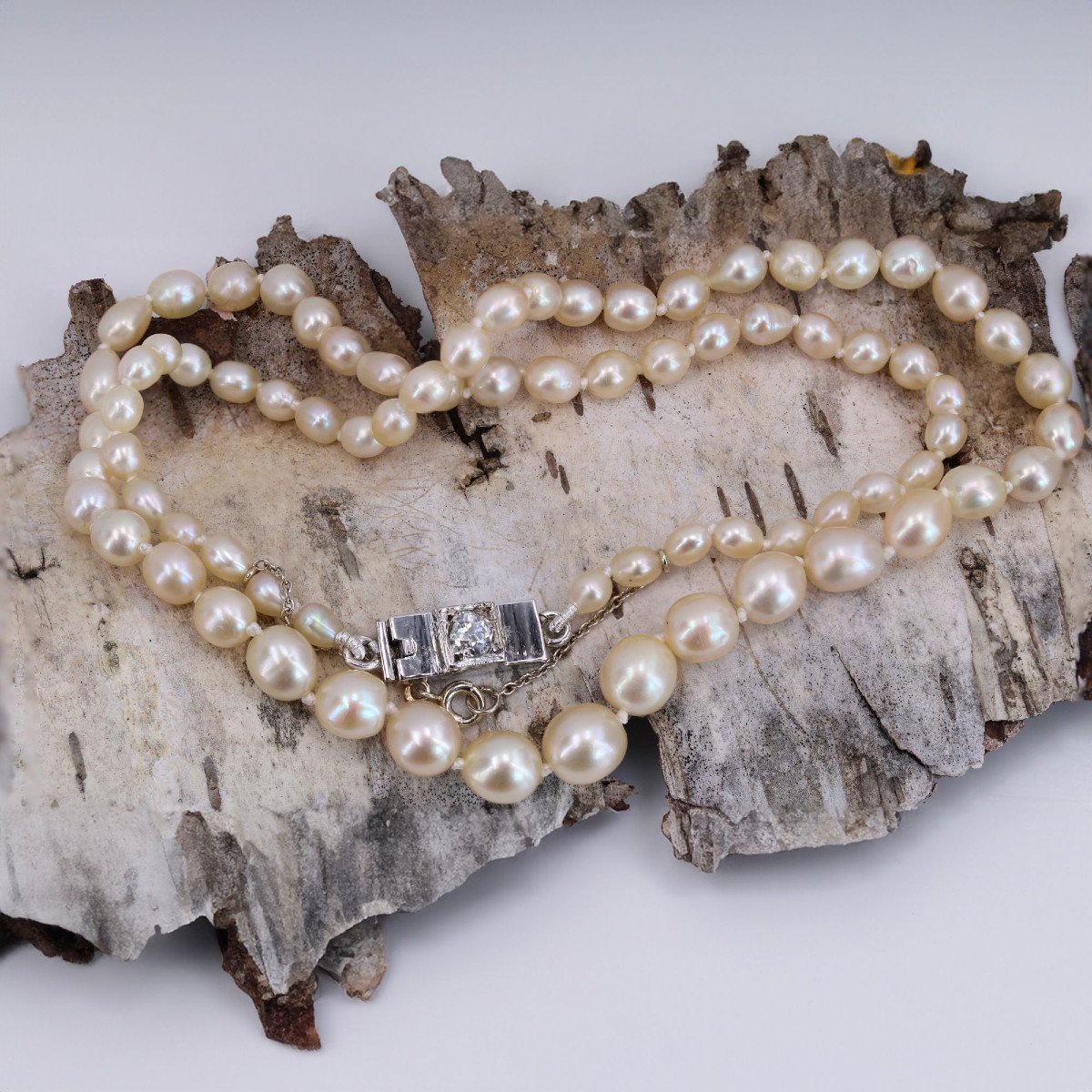 Fine Baroque Pearl Necklace And Its Diamond Clasp-photo-6